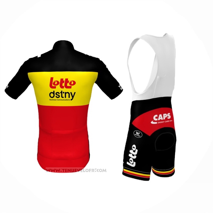 2024 Maillot Cyclisme Lotto Dstny Noir Jaune Rouge Manches Courtes Et Cuissard